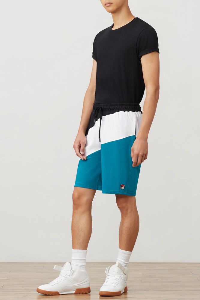 Fila Damon Shorts White/Blue - Mens - 91470CTBS